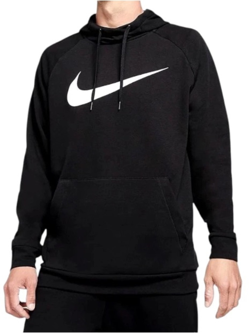 Nike Therma Dri-FIT Hoodie Black Swoosh Pullover Men’s Medium Athletic